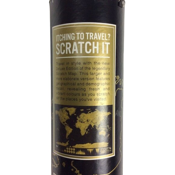 Luckies Deluxe Edition Scratch Off World Map Travel Poster 32x23 Black & Gold - Picture 7 of 9